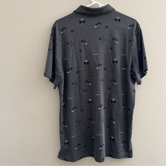 Travis Mathew Shirt Men's Size Large Gray Palm Trees Beer Golf Polo - Picture 2 of 5